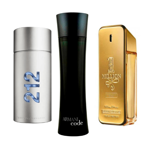 Set di 3 profumi: 212 Men NYC, Paco Rabanne One Milion y Armani Code Homme 100ml
